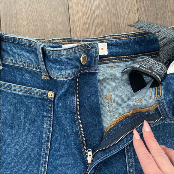 ZARA High Waisted Wide Leg Ankle Dark Denim - Picture 8 of 10